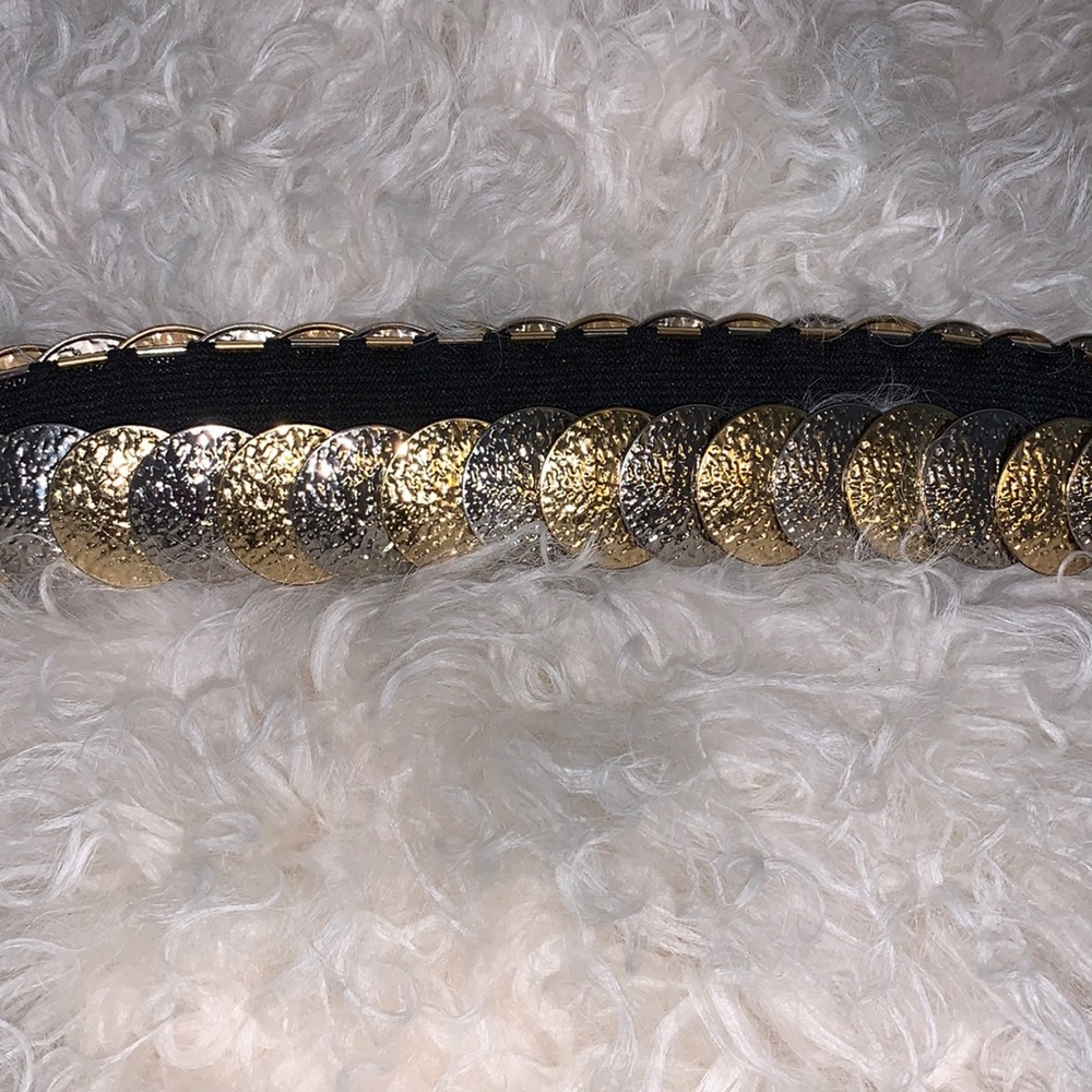 Vintage Elastic Two Toned Metal Belt